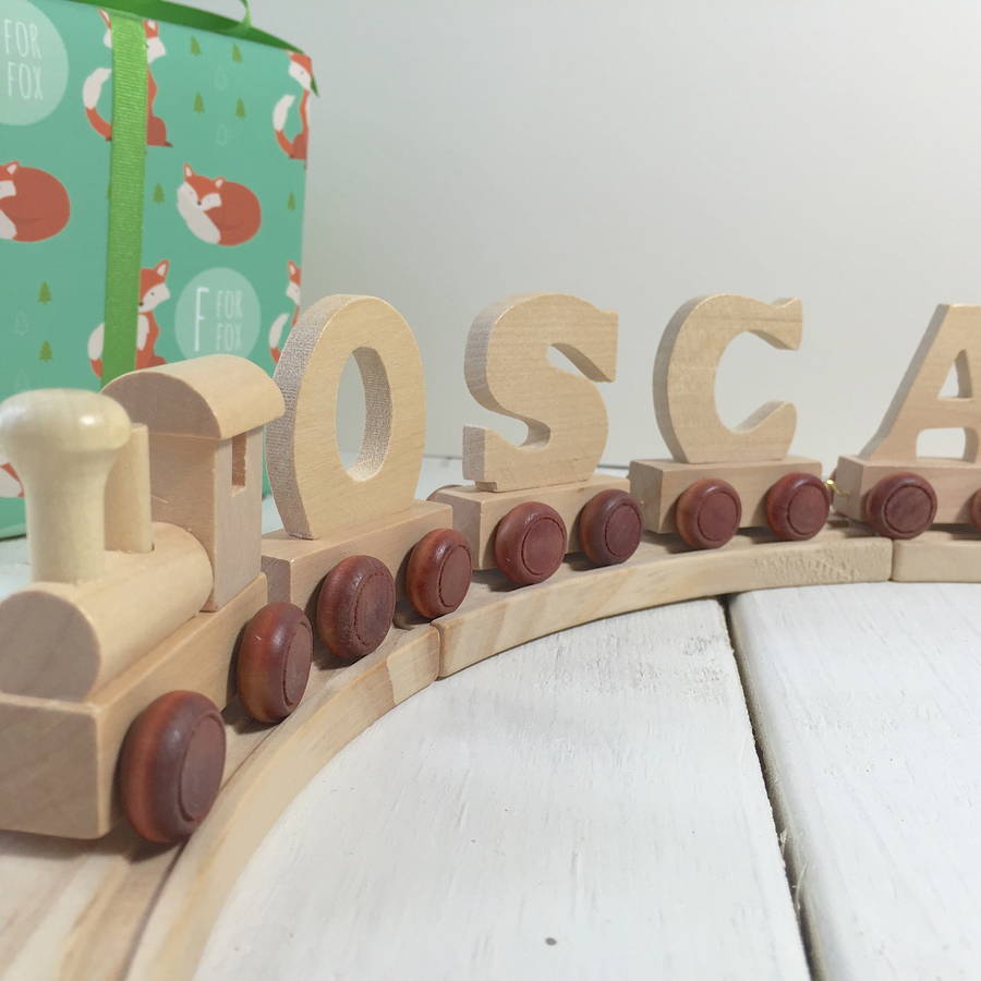 personalised wooden name train by the little blue owl ...