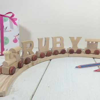 Personalised Wooden Name Train And Gift Bag, 6 of 12