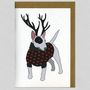 Illustrated English Bull Terrier Deer Blank Card, thumbnail 1 of 2