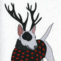 Illustrated English Bull Terrier Deer Blank Card, thumbnail 2 of 2