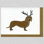 Illustrated Tan Dachshund Deer Blank Card, thumbnail 1 of 2