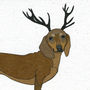 Illustrated Tan Dachshund Deer Blank Card, thumbnail 2 of 2