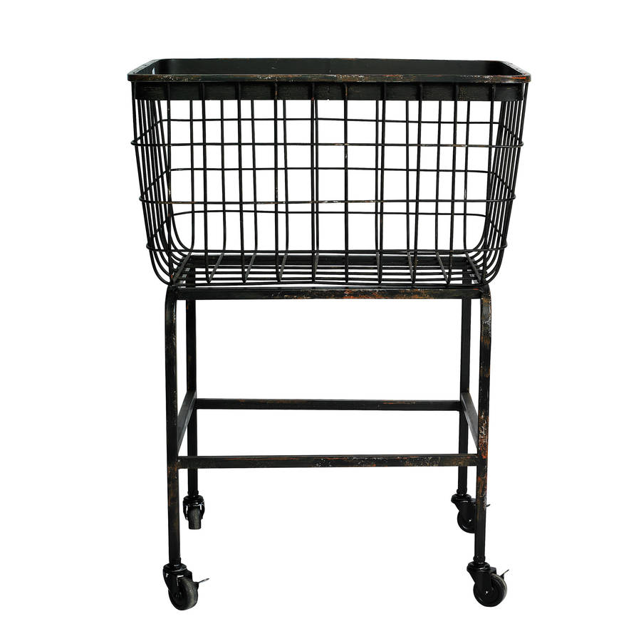 Wheeled Metal Basket By Out There Interiors