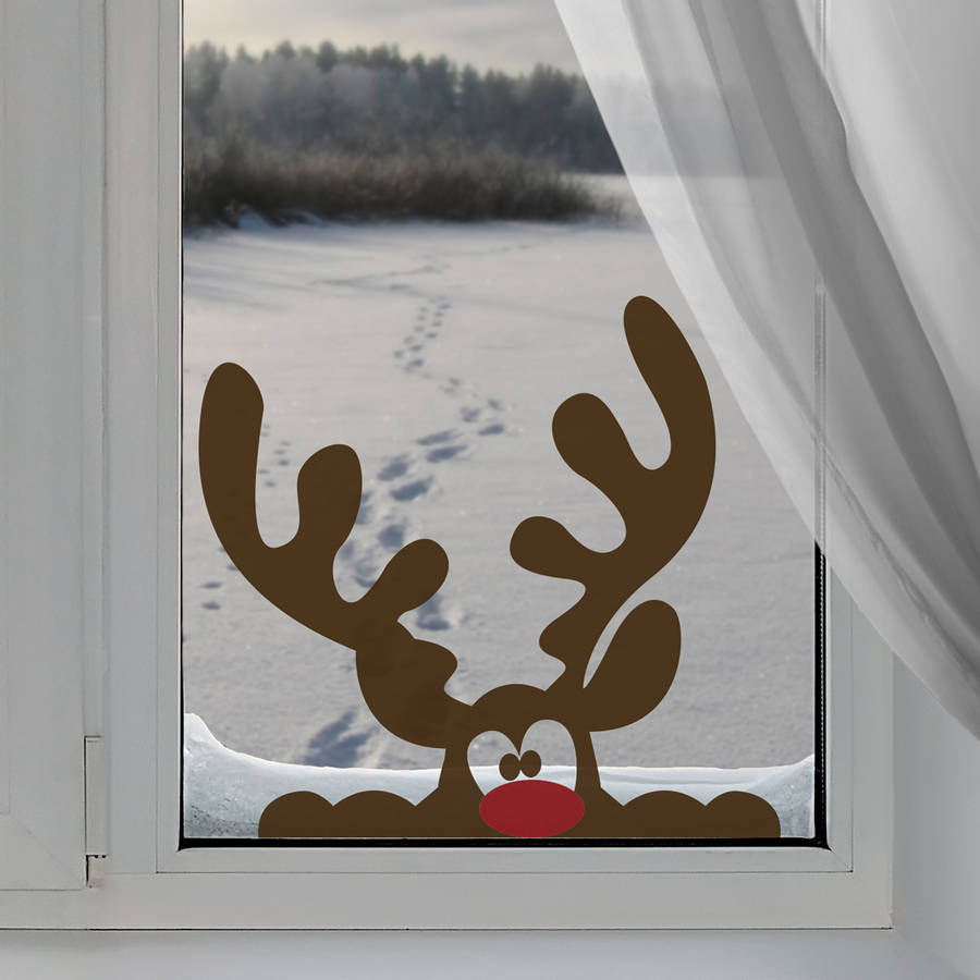 Peeping reindeer window sticker by nutmeg 