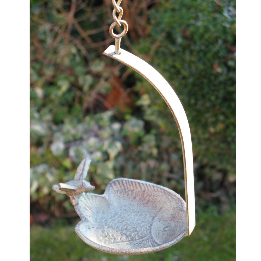 Hanging Antique Cast Iron Bird Dish By The New Eden