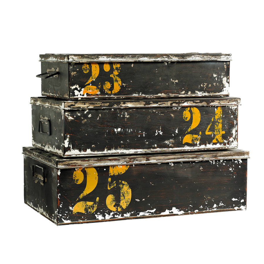 Set Of Three Metal Storage Boxes By Out There Interiors