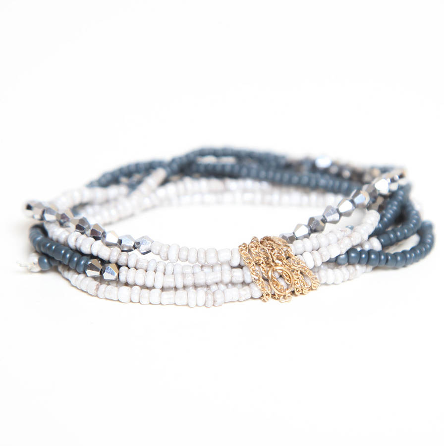 Six Strand Beaded And Crystal Bracelet By Red Berry Apple