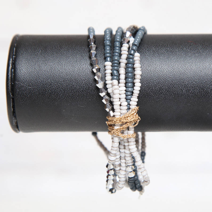 Six Strand Beaded And Crystal Bracelet By Red Berry Apple