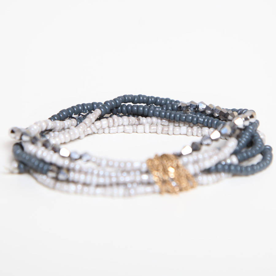 Six Strand Beaded And Crystal Bracelet By Red Berry Apple