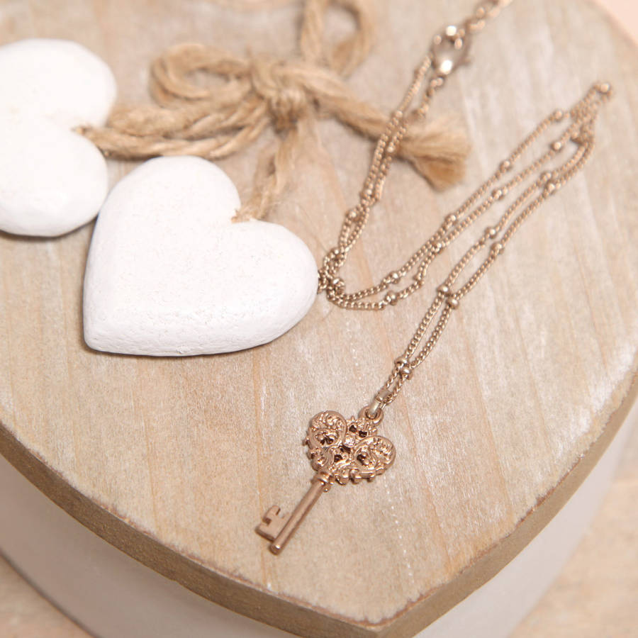 Bronze Key To My Heart Necklace By Red Berry Apple