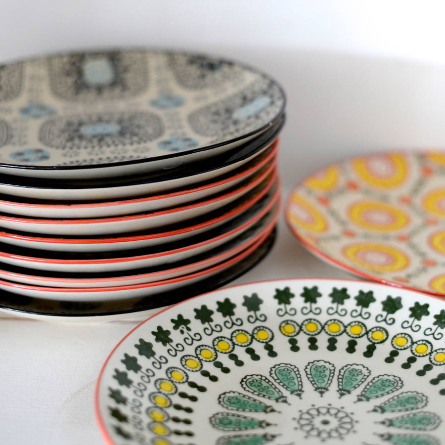 hand painted stoneware plates by the forest & co