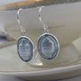 Murano Glass Drop Oval Silver Earrings In Blues, thumbnail 2 of 8