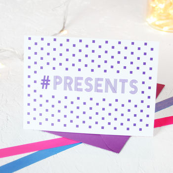 christmas hashtag presents card packs by newton and the apple