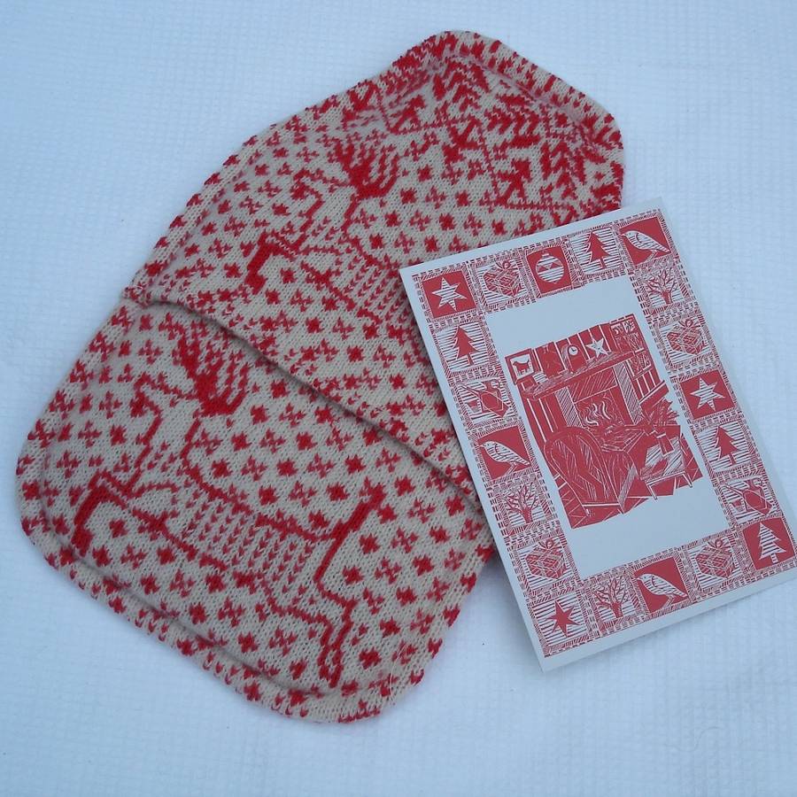 Reindeer Hot Water Bottle Cover By Dora Mouse