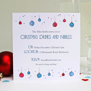 Personalised Baubles And Bubbles Christmas Invitations, 3 of 4