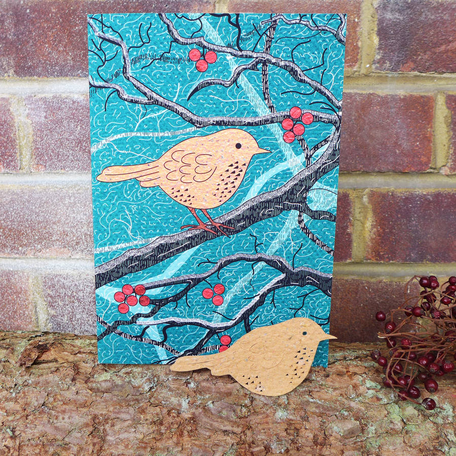 Plantable Robin Seed Paper Card, 1 of 4