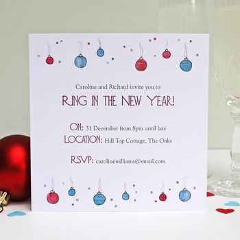 Personalised Baubles And Bubbles Christmas Invitations, 4 of 4