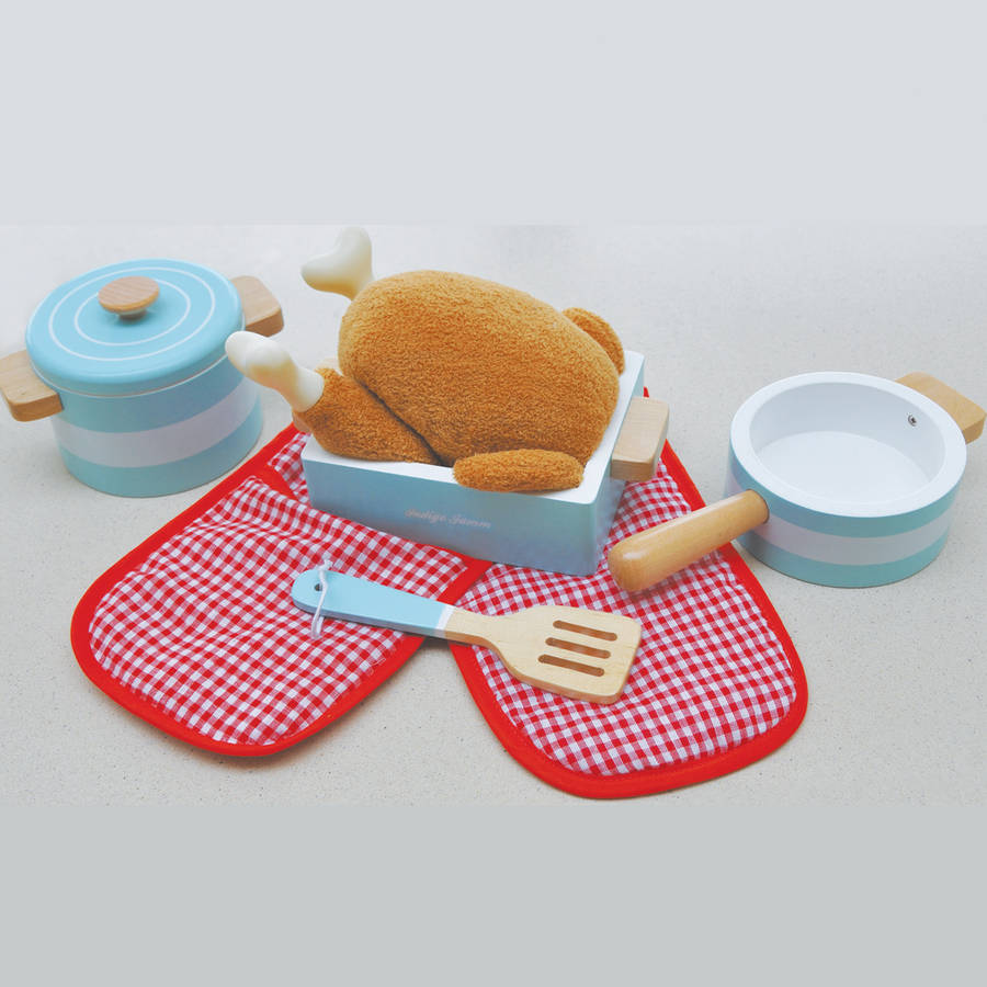 Kitchen Play Scene Blue Pots And Pans Accessory Blue By Jammtoys Wooden Toys 2093