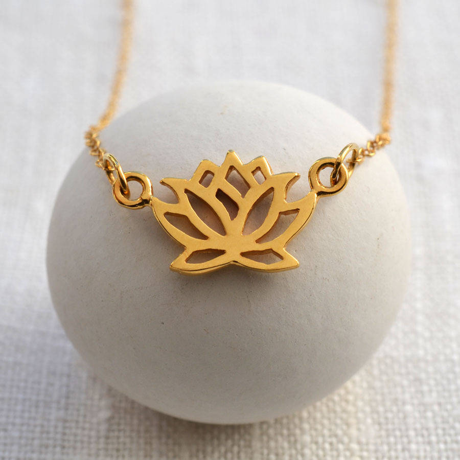 gold lotus flower necklace by lily charmed