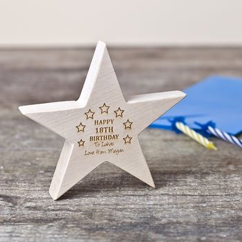 Personalised Wooden Birthday Hanging Star Decoration, 2 of 2