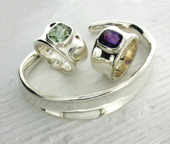 Molten Silver And Green Quartz Ring, 2 of 6