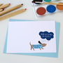 12 Personalised Blue Rainy Day Dog Thank You Cards, thumbnail 1 of 3