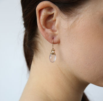 Rose Quartz And Moonstone Earrings, 2 of 5