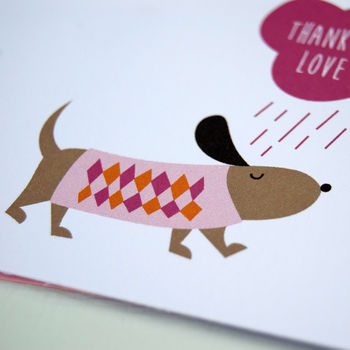 12 Personalised Pink Rainy Day Dog Thank You Cards, 3 of 4