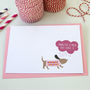 12 Personalised Pink Rainy Day Dog Thank You Cards, thumbnail 1 of 4