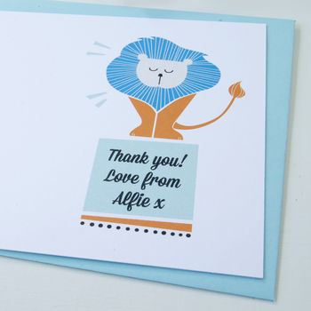 12 Personalised Circus Lion Thank You Cards, 2 of 4