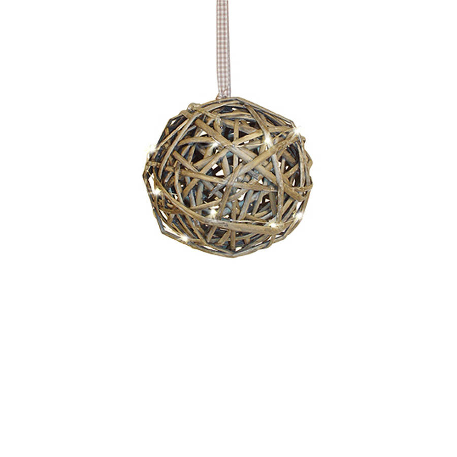 LED Light Up Wicker Christmas Hanging Ball By Otters Barn Interiors ...