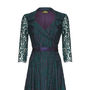 1950s Style Full Skirted Dress In Emerald And Lace, thumbnail 4 of 5