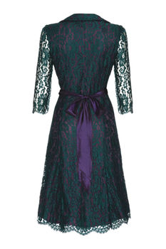 1950s Style Full Skirted Dress In Emerald And Lace, 5 of 5