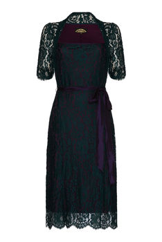 Party Dress In Emerald And Blackcurrant Lace, 4 of 6