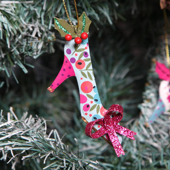 Christmas Tin Glamour Shoe Tree Decoration, 3 of 4