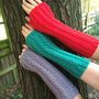 Long Colorful Fingerless Cable Knit Gloves, thumbnail 1 of 9