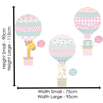 Pink Animal Hot Air Balloons Fabric Wall Stickers, 3 of 3