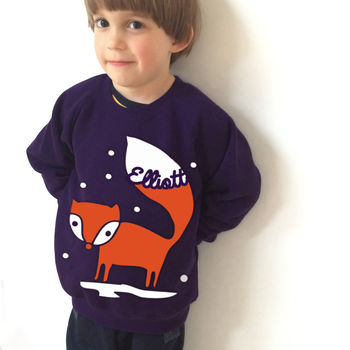 Personalised Fox In The Snow Christmas Sweatshirt, 3 of 6