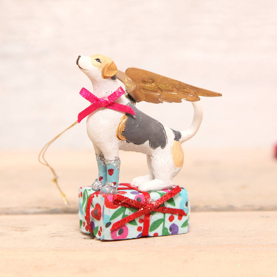 Christmas Tree Dog On Parcel Elegant Decoration By Red Berry Apple | notonthehighstreet.com
