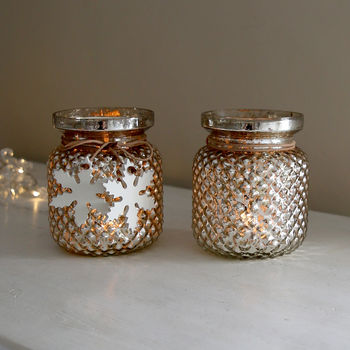 Glass Votive With Snowflake Decorations, 2 of 2
