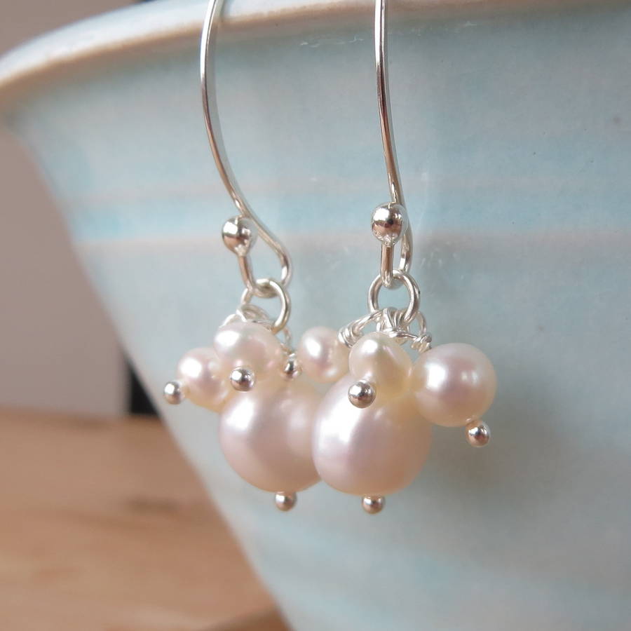 Cluster Of Pearls Earrings By Samphire Jewellery | notonthehighstreet.com