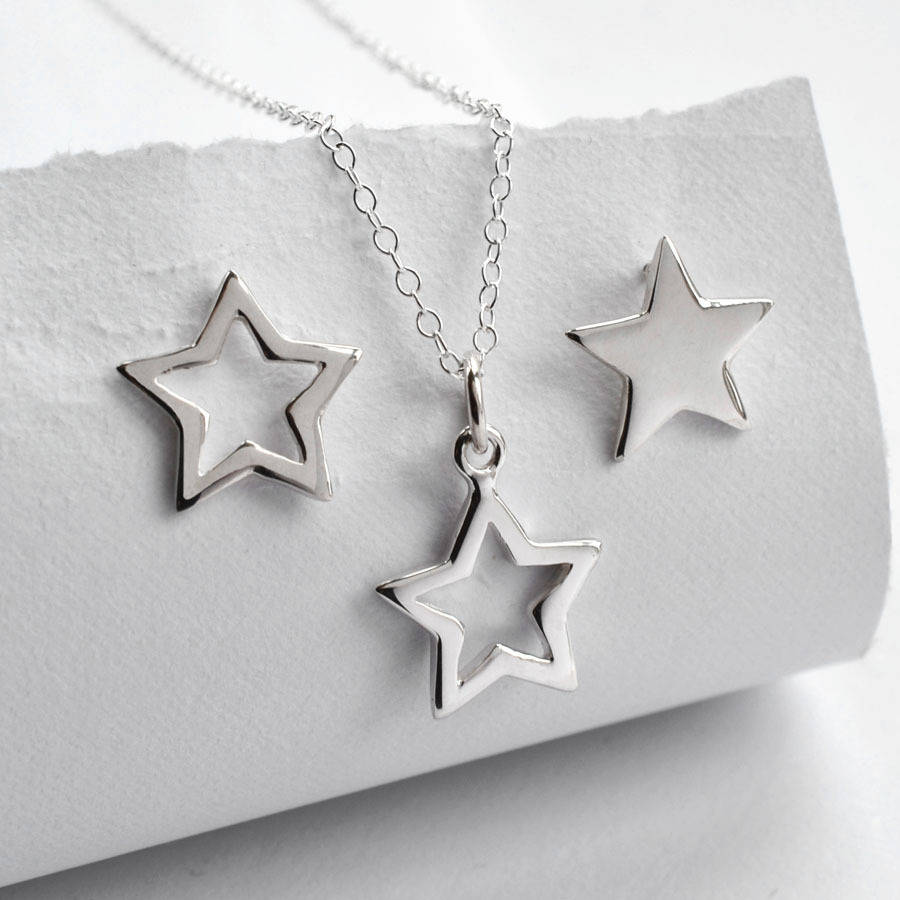 silver star jewellery set by lily charmed