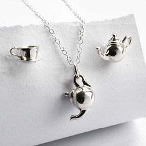 Sterling Silver Teapot Jewellery Set By Lily Charmed ...