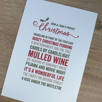 Couple's Perfect Christmas, Personalised Print, 3 of 4