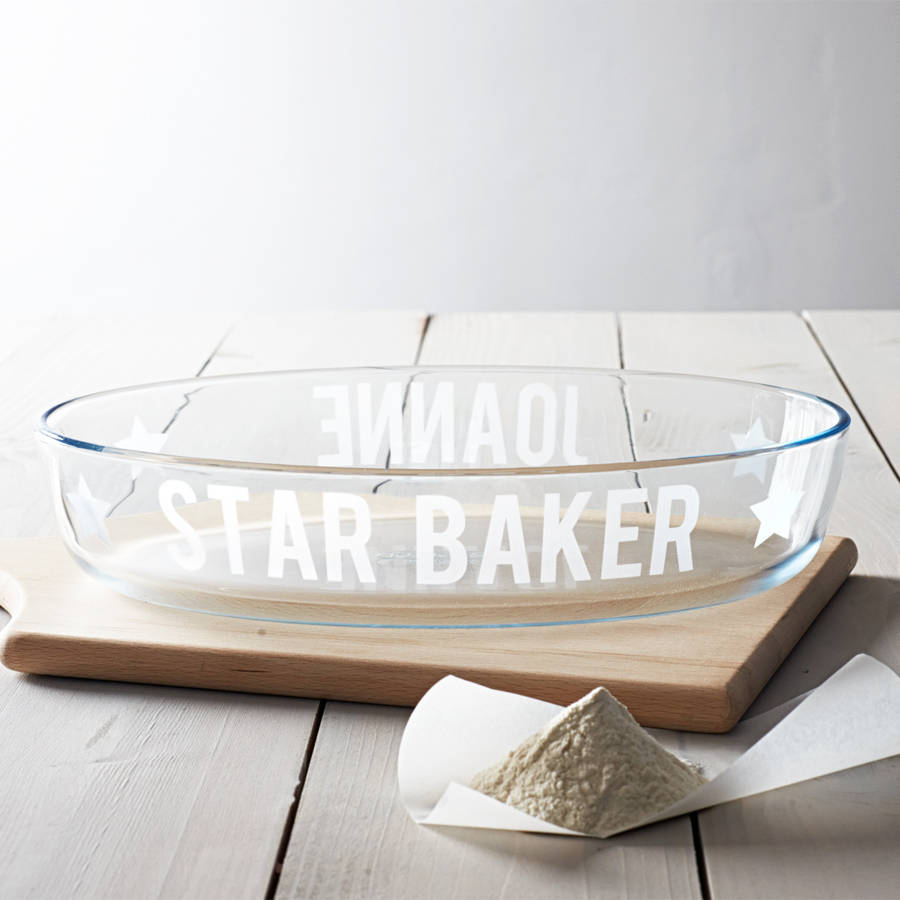 personalised 'star baker' glass dish by becky broome