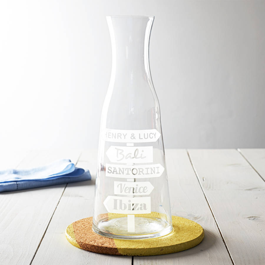 Personalised Travel Signpost Carafe, 1 of 2