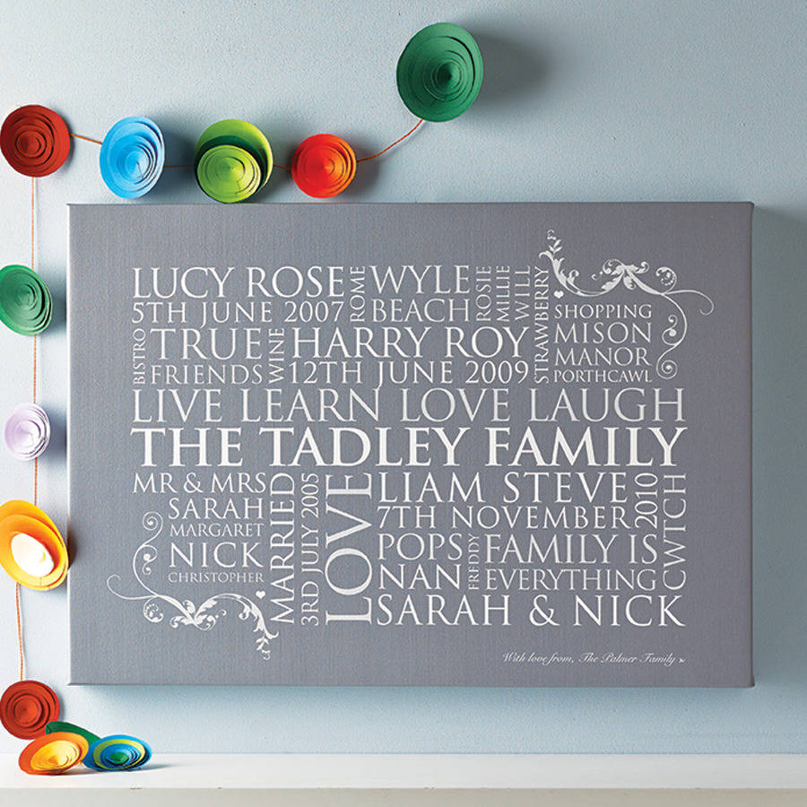 44cm size frame print pete family art by cherry personalised word