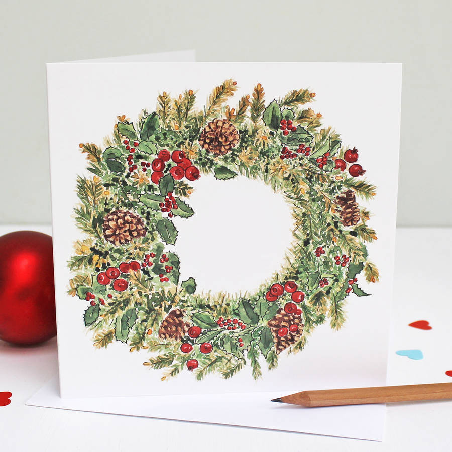 Christmas Wreath Card Single Or Pack By Martha Brook 