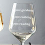 Personalised Hobbies Measure Wine Glass, thumbnail 4 of 4
