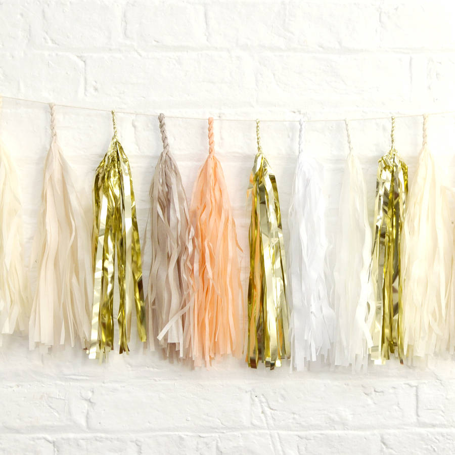 tissue tassel garland by peach blossom